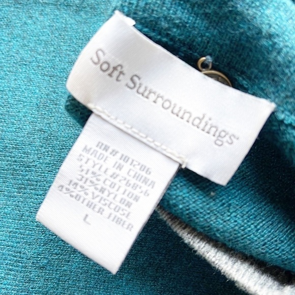 Soft Surroundings Sweater Tunic Long Sleeve Teal Gray Striped Size Large - Picture 6 of 10